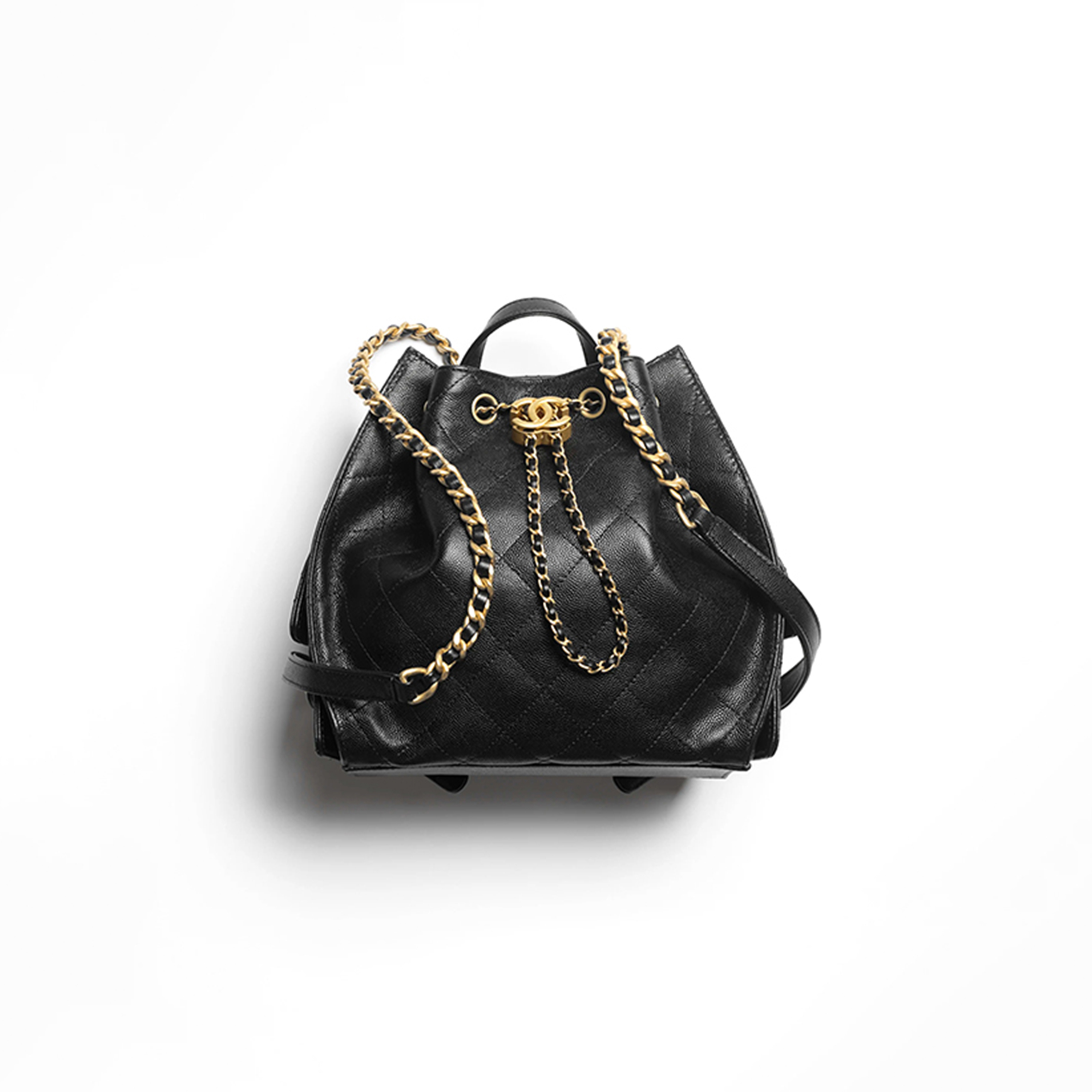 CHANEL 25 MEDIUM BACKPACK GRAINED CALFSKIN & GOLD-TONE METAL BLACK AS5600 (23*23*14cm)